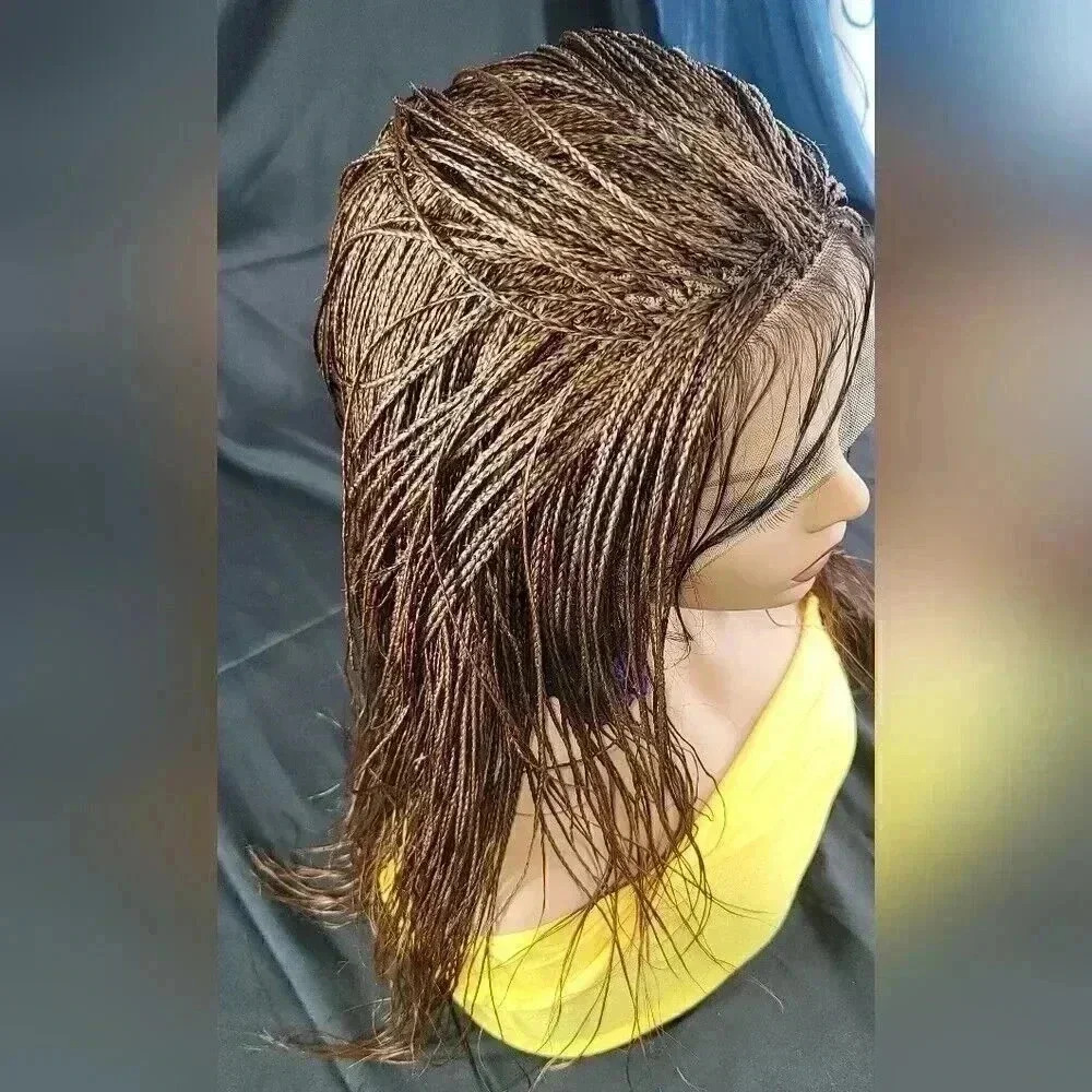 Handmade Auburn Ombre Braided Lace Wig Micro millions braids, medium. YASSINE - Picture 14 of 15